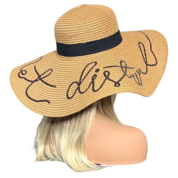 Large Brim Beach Sun Hat "Do Not Disturb" - Picture 9 of 11